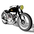 Black Vintage Motorcycle With Yellow Headlight And Silver Rims Exposed Engine