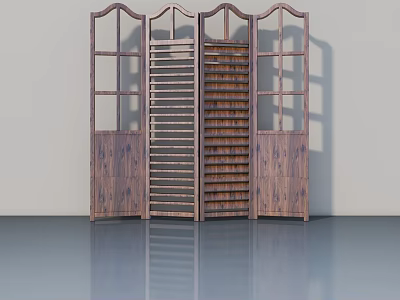Wooden Swing Door With Glass Panels And Natural Wood Frame Design 3d model