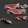 Red And White Styled Toy Race Car Models In Multiple Designs Collection 3d model