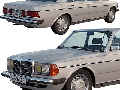 Classic Mercedes Silver Car Front And Side View With Vintage Body Design 3d model