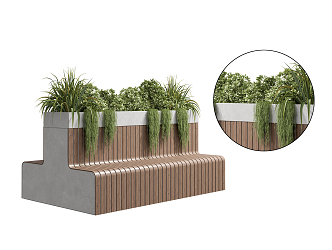 modern outdoor chair green plant potted plant 3d model