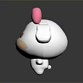 Adorable White Cartoon Character With Pink Bow Round Face And Blush Cheeks
