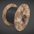 Industrial Cable Reel With Wooden Flange And Heavy Duty Black Spooled Cable