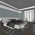 Elegant Modern Bedroom Interior With Dark Gray Walls Upholstered Headboard White Bench And Large Windows