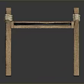 Rustic Wooden Table With Plank Top And Rope Wrapped Corner Joints 3d model