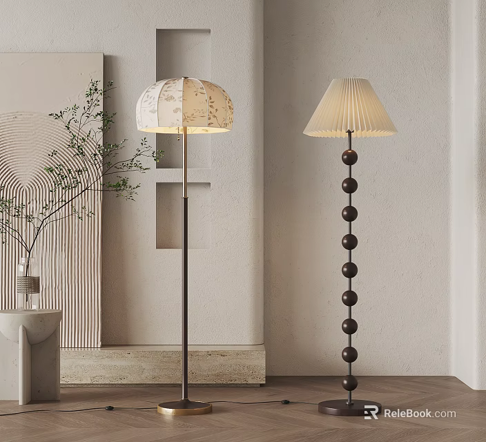 Two Stylish Floor Lamps In Modern Minimalist Interior 3d model 