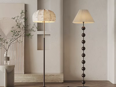 Two Stylish Floor Lamps In Modern Minimalist Interior 3d model