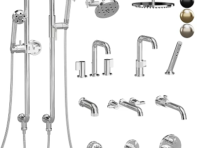 Chrome Finish Faucet Types For Modern Kitchen Bathroom And Shower Use 3d model