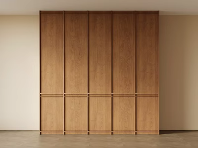 Modern Wooden Wardrobe With Paneled Doors And Natural Wood Finish Interior 3d model