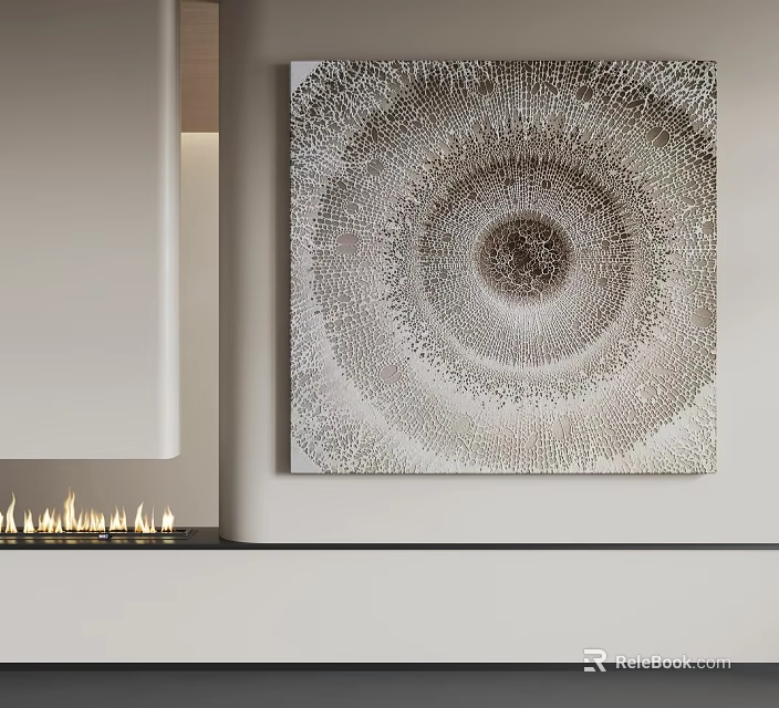 Textured Abstract Painting With Circular Pattern For Modern Interior Wall Decor 3d model 