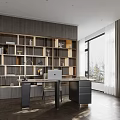 Modern Bedroom Interior With Wooden Elements Bed TV Bookshelf And Rug