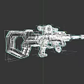 Futuristic Red Sniper Rifle With Scope And Mechanical Design Features