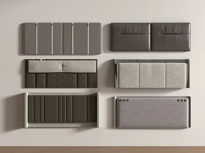 Modern Upholstered Headboards In Different Designs Fabric Leather And Gray Beige Styles 3d model