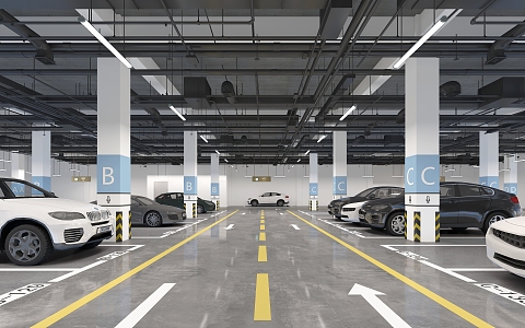 Modern Parking Underground Garage 3d model