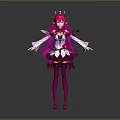 Anime Style Game And Movie Character With Pink Long Hair Crown And Wing Decorated Dress
