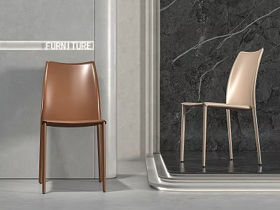 Modern Leather Dining Chair 3d model