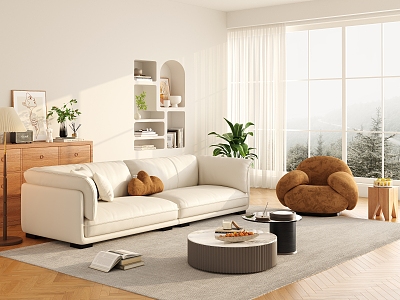 modern living room cream living room 3d model