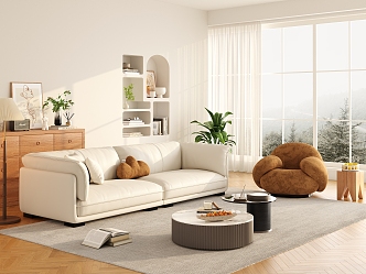 modern living room cream living room 3d model