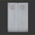 Multi Compartment Recycling Bins With Colored Lids And Recycling Symbols White Design