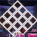Modern KTV Interior Design With Neon Lights Large Screens And Comfortable Sofa