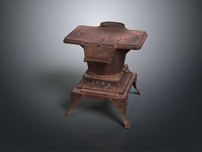 Ornate Vintage Cast Iron Stove With Decorative Details And Antique Style 3d model