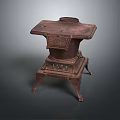 Ornate Vintage Cast Iron Stove With Decorative Details And Antique Style