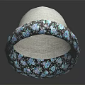 White Linen Hat With Blue Floral Pattern On Brim For Summer Fashion Look