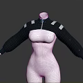 Black Leather Jacket With Zipper Closure White Shoulder Stripes And Long Sleeves