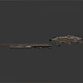 3D Scene Components With Stone Slabs Metal Pipes And Grid Structures