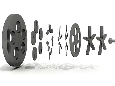 Assorted Hardware Tools Collection Featuring Gears Bolts Washers And Metal Components 3d model