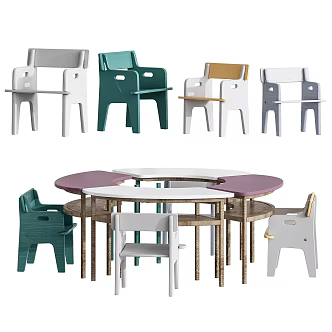 Nordic Children's Tables and Chairs 3d model