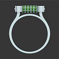 Modern Silver Ring With Green Gemstones And Small Diamonds Unique Jewelry