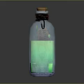 Medical Device Transparent Reagent Bottle Containing Green Liquid With Cork Stopper And Red String