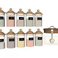 Glass Spice Jar Set With Brass Lids Labels And Scoop For Kitchen Storage