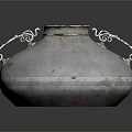 Vintage Silver Metal Household Container With Chain And Small Lid Cover