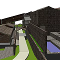 Museum Building Architectural Layout With Traditional Roofs Connected Structures And Courtyard Paths 3d model