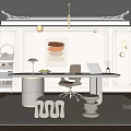 Modern Study Room Interior With White Walls Desk Chair Laptop Table Lamp And Rug
