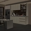 Modern Kitchen Sideboard With White Cabinets Drawers Glass Door Storage And Small Appliances