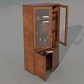 Wooden Curio Cabinet With Glass Doors Open Lower Cabinet Showcasing Books And Decorative Items