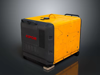 KIPOR Portable Generator With Yellow And Black Enclosure Wheels And Handle Design 3d model