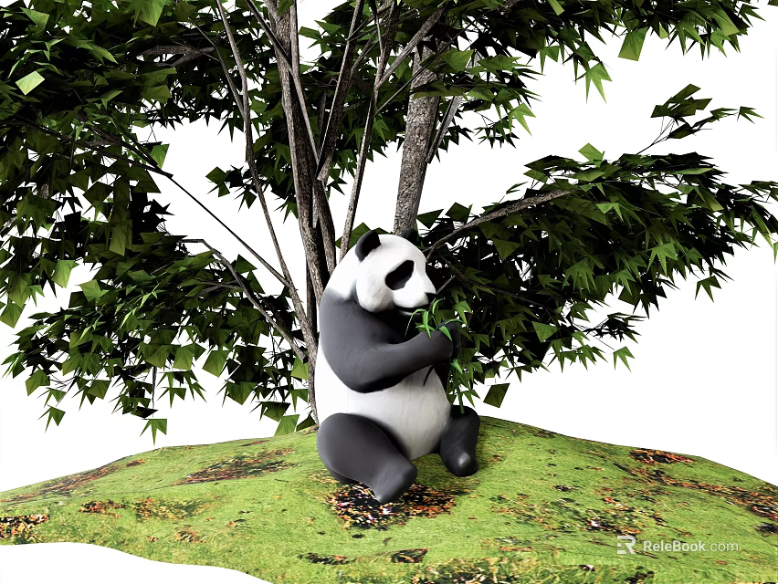 Reptile Resting Under Tree On Grassy Ground With Green Leaves 3d model 