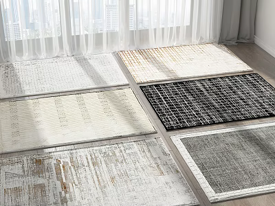 Various Modern Square Rugs With Different Patterns And Colors For Home Floor Decor 3d model