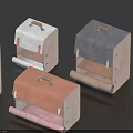 Four Different Colored Suitcases With Handles And Expandable Sections On Dark Background