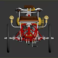 Vintage Red Tricycle With Brown Seats Gold Accents And Classic Design
