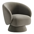 Elegant Brown Velvet Accent Chair With Curved Arms And Rounded Modern Design