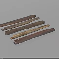 Wooden Components With Various Colors Natural Grain And Worn Marks Arranged On Light Gray Background