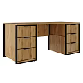 Modern Light Wood Office Desk With Dual Side Storage Drawers For Convenient Home Workstation