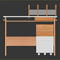 Modern Wooden Desk Featuring White Tabletop Drawers Rolling White Cabinet And Three Wooden Dividers