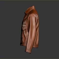 Red Leather Jacket With Classic Style And Functional Pockets And Buttons 3d model