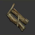 Natural Wood Logs With Rough Bark Texture Stacked In Rustic Scene 3d model